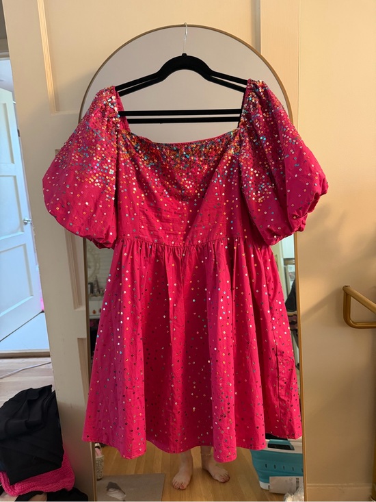 QUEEN OF SPARKLES Dresses & Skirts - Queen of Sparkles Hot Pink Sequin Puff Sleeve Mini Dress